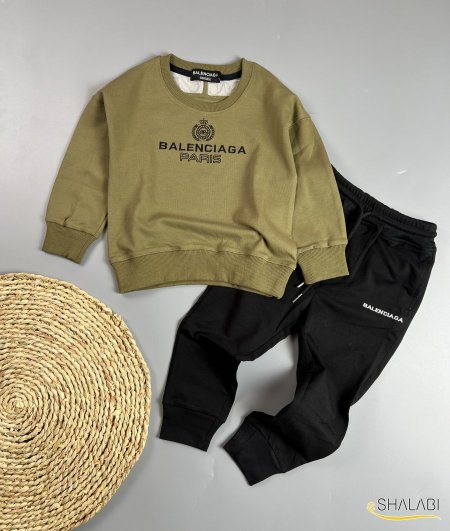 بدلة ربيعي ولادي وبناتي | Balenciaga  - زيتي <br> <span class='text-color-warm'>نفدت الكمية</span>