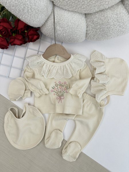 طقم بيبي بناتي قطن 5 قطع 2101